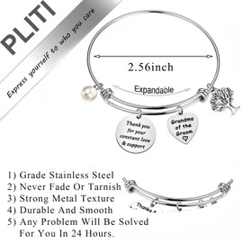 PLITI Grandma Of The Groom Bracelet Grandmother Gift From Grandson Thank You For Your Constant Love & Support Jewelry (Grandma Groom bg)