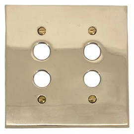 Double Gang Brass Push Button Switch Plate