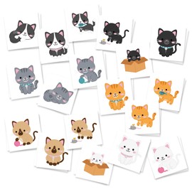 Kitten Temporary Tattoos/Pack of 36 / Skin Safe/Kids Birthday Party Supplies/Goodie Bag Filler/Party Favors