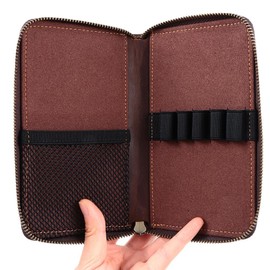 Risedot Zippered Pen Organizer, Leather Zippered Pen Pouch, Fountain Roller Ball Pen Case Holder, for School & Office Supplies