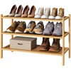 kiplant 3-Tier Shoe Rack for Closet, Bamboo Wood Shoe Rack