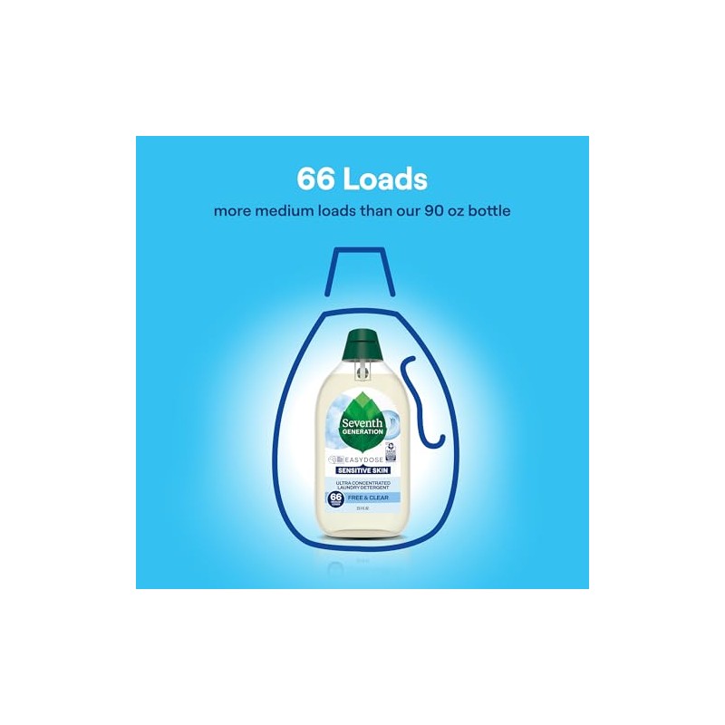Seventh Generation Laundry Detergent, Ultra Concentrated EasyDose, Free & Clear,