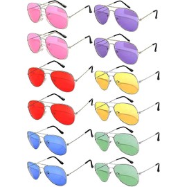 OWL 12 Pack Bulk Aviator Sunglasses Metal Gold, Silver, Black Frame for Men Women Party Glasses