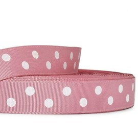 1 Pcs 7/8"W Polka Dot Grosgrain Ribbon Mauve Pink White 5 Yards, Polka Dot Ribbon for Gift Wrapping | #AA120RK