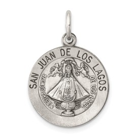 Solid 925 Sterling Silver Antiqued-Style San Juan Los Lagos Medal (16mm x 26mm)