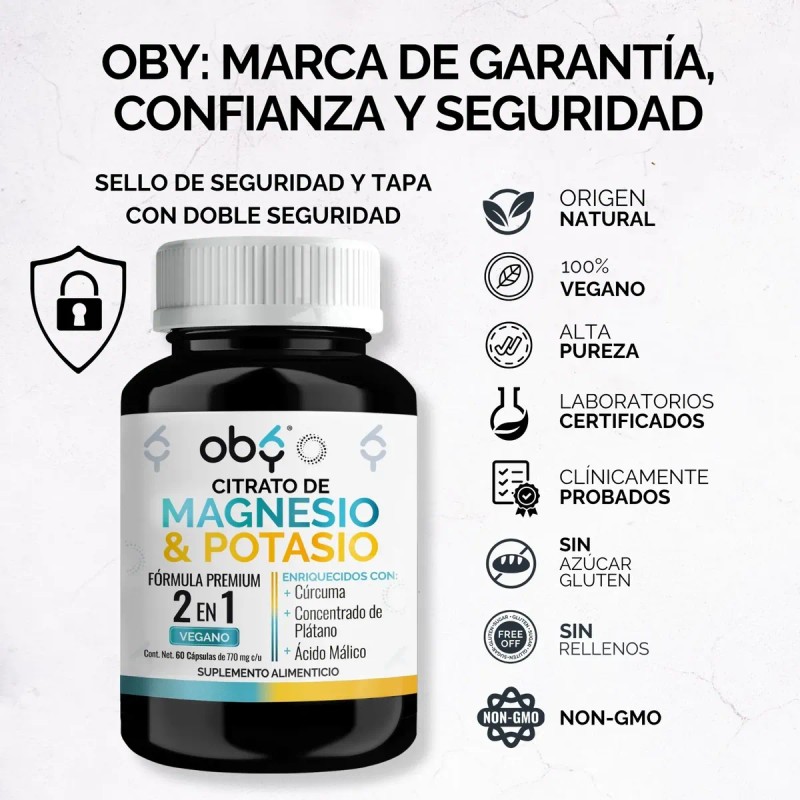 Citrato Magnesio + Citrato Potasio 60 Caps Oby