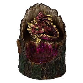 Nemesis Now Arboreal Hatchling Red Dragon in Tree Trunk Light Up Figurine, Green, 10.8cm, U5287S0