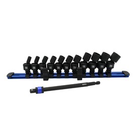 Astro Tools 78111 12pc 1/4" Square & Hex Drive Magnetic Universal 6pt Impact Socket Set for Impact Wrenches & Drivers