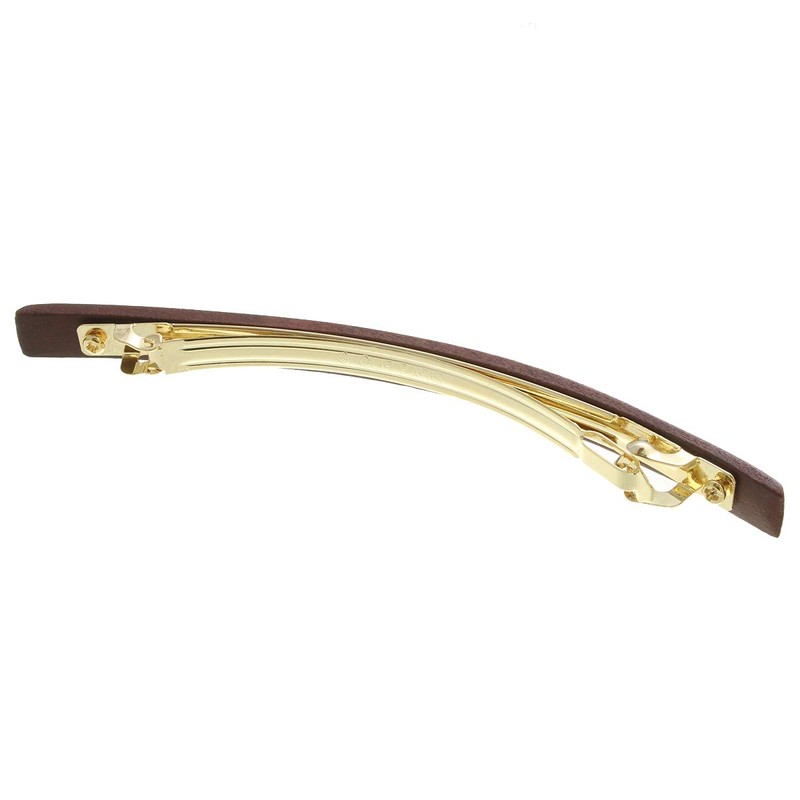 Vingtaine H7207-BR- Women's Wood Line Barrette, Simple, Natural, Thin, Casual,