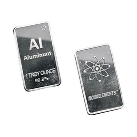 Aluminium bars, aluminium metal ingots, aluminium metal, 1 troy oz, 31.1 grams, aluminium metal for collection of elements and inlays
