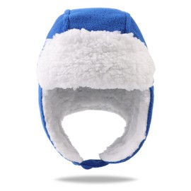 PESAAT Warm Baby Winter Hats for Girls Toddler Trapper Hat Fleece Kids Boys Earflap Beanie (Royal Blue, 6-24 Months)