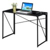 Pemberly Row Folding Desk with Charging Station in Black Metal