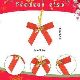 12PCS Christmas Bows, Red Green Ribbon Bows for Christmas Tree Ornament Decorations Gift Wrapping Mini Xmas Wreaths Bows Bowknot Decorations for DIY Crafts Christmas New Year Gift Y9XQLDHDJ12