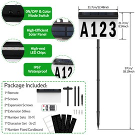 T-SUN Solar Address Signs for Yard,House Numbers for Outside,9 Color Modes