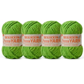 （4 Lime Green） 4 Pack Super Soft Fuzzy Chenille Chunky Yarn for Crocheting, 400g (350yds) Velvet Fluffy Amigurumi Yarn for Hand Knitting Baby Blankets Weaving Craft
