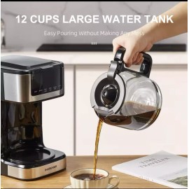 Yabano Drip Coffee Maker 12 Cups Touch Screen Ice Coffee Function