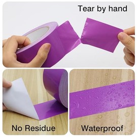 Duct Tape 1 Inch X 44 Yards, 8.5 mil Thickness, Heavy Duty Purple Duct Tape, No Residue, Waterproof, Tear by Hand for Repairs, Industrial, Professional Use