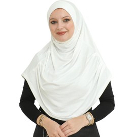 Prien Ready To Wear Hijab para mujer, turbante instantáneo, bufanda musulmana suave para oración, hiyabs largos, ropa islámica, Jersey Abaya, Crema, Estándar
