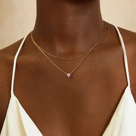 Birthstone Necklace for Women - December, March, June, August Birthstone - Gold Layered Dainty Paperclip Necklace for Couple & Birthday Gifts