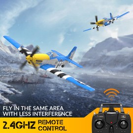 VOLANTEXRC RC Plane 2.4Ghz 4CH RC Airplane Ready to Fly P51 Mustang WWII Remote Control Plane for Beginners with Xpilot Stabilization System One Key Aerobatic (761-5 RTF)