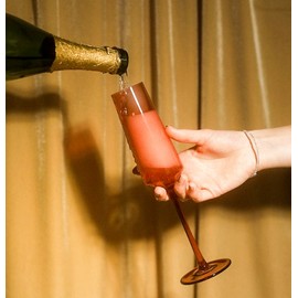 Saludi Colored Champagne Flutes - As Seen on 'Bachelor in Paradise' - 6.5oz (Set of 6) Stemmed Glass - Great for All Occasions and Gifts - Luxury, Durable, Hand-Blown (Dark Rose)