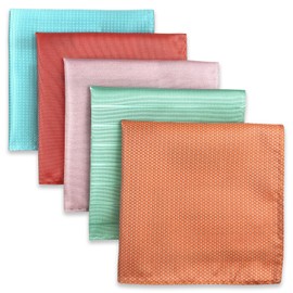 SHLAX&WING 5 Pieces Assorted Mens Silk Pocket Square Handkerchiefs Set (Set57)