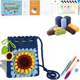 XIANFANG Crochet Phonebag DIY Craft Supplies, Beginner Crochet Kit for Adults Kids Women Men Complete Kit Included Crochet Accessories Paper Instruction Manual Step-by-Step Video Tutorials