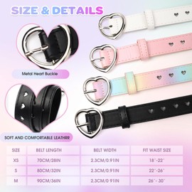 OZIO 5 Pcs Girls Belt Cute Heart Shape With Metal Buckle Kids PU Leather Waist Belt Elastic Stretch Adjustable Waist Belt for Girls Dress Pants Jeans