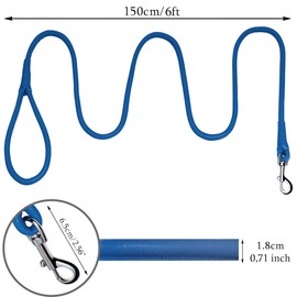 OOPSDOGGY Rolled Leather Dog Lead 6ft Heavy Duty Training Leash for Small Medium Large Dogs & Puppy Black Brown Red (Navy Blue, Small)