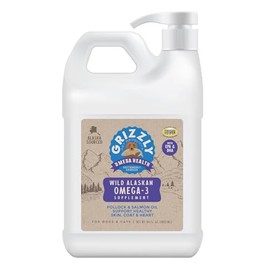 Grizzly Pet Products Omega Health Liquid Omega-3 Supplement for Dogs and Cats, 64 Ounce Jug