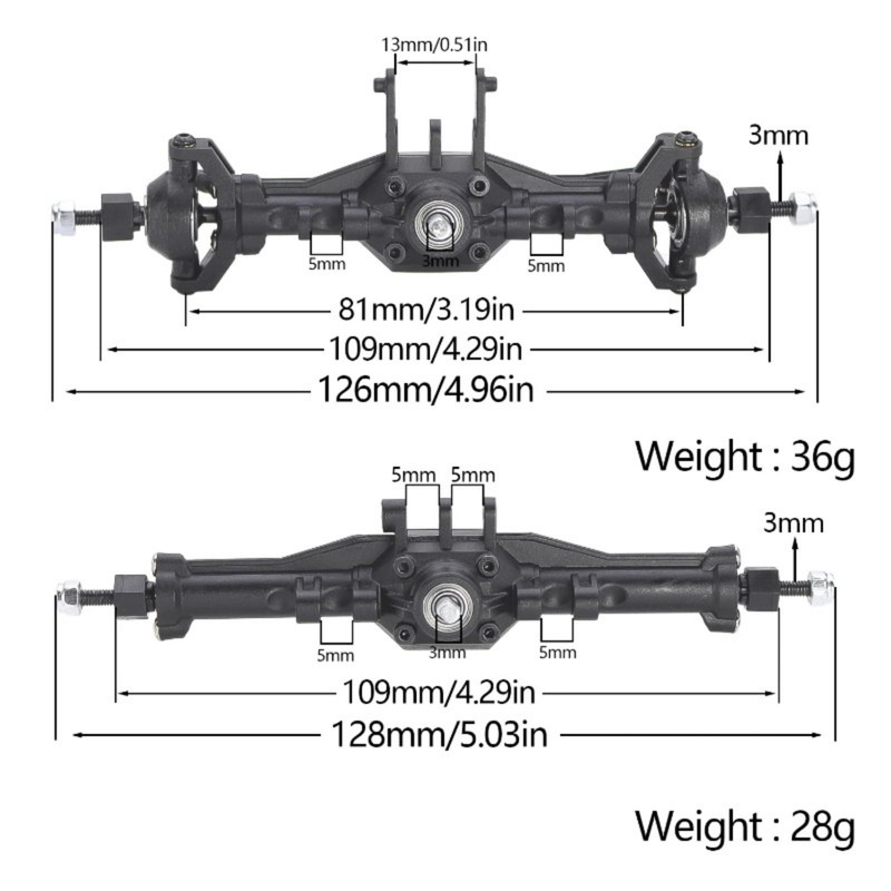 XBERSTAR Trx4M RC Front Rear Axles for Traxxas 1/18 Trx4M