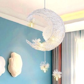 TISLYCO Kids Ceiling Light, Moon Chandelier, Girls Chandelier for Bedroom, Nursery Light Fixture