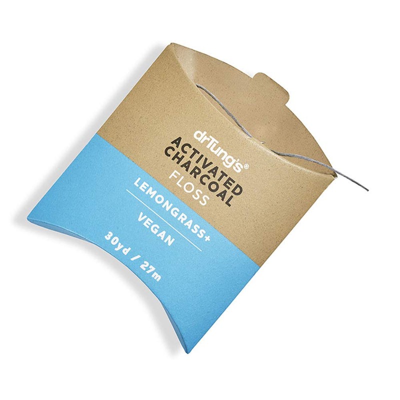 DrTung's Vegan Activated Charcoal Floss, Natural Lemongrass Flavor Dental Floss