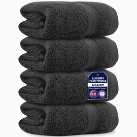 Towelogy 4 Packs Zero Twist Face Cloths 33x33cm - 100% Cotton Washcloths Absorbent & Super Soft Hotel Quality Towels | Oeko-Tex Certified (4, Charcoal Grey)