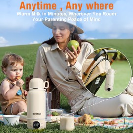 Portable Bottle Warmer for Travel– Warm Baby Formula, Breastmilk, or Water, 13.5oz Milk Warmer with Precise Temp Control & Long Battery Life, Super Fast Charging Baby Bottle Warmer for On-The-Go