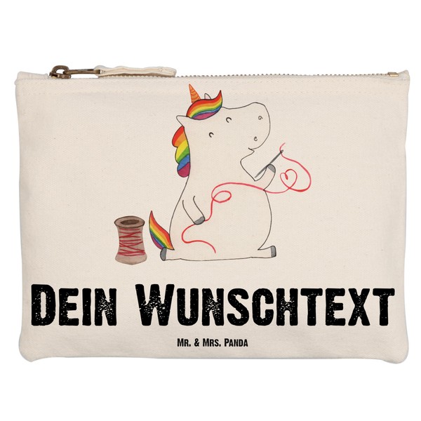 Mr. & Mrs. Panda Make-up bag unicorn seamstress, White Personalised,