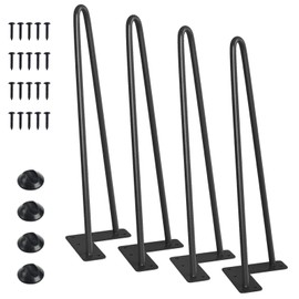 SMARTSTANDARD 14 Inch Heavy Duty Hairpin Furniture Legs, Metal Home DIY Projects for Nightstand, Coffee Table, Desk, etc with Rubber Floor Protectors Black 4PCS