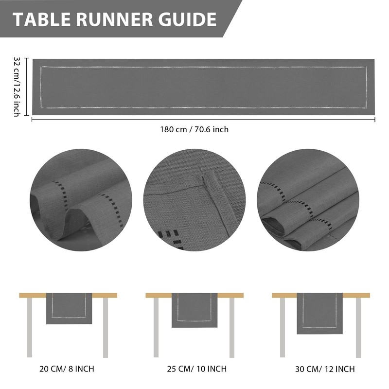 BAZIOE Linen Table Runner Gray Table Runner Washable Modern Table