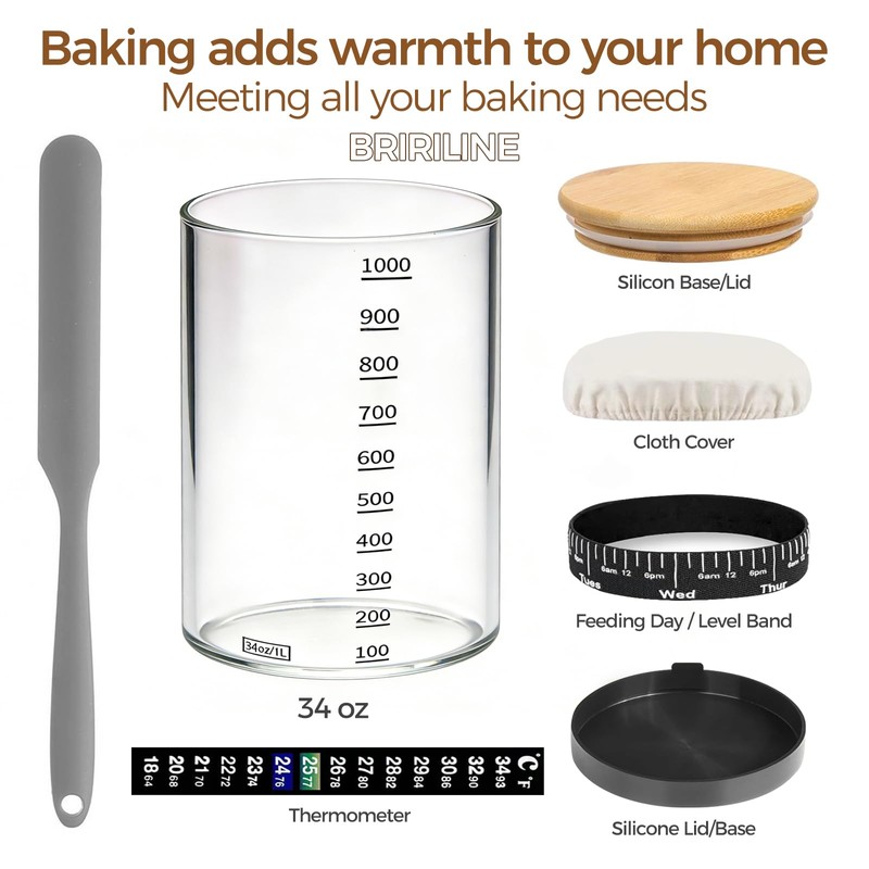 BRIRILINE Pro Sourdough Bread Starter Kit - 34 oz sourdough