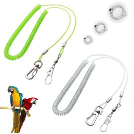 Bird Lead, Parrot Harness Lead, Parrot Anti Bite Bird Harness, 5 m Parrot Foot Chain, Adjustable Parrot Training Rope, Bird Harness Lead (Pack of 2) (White and Green)