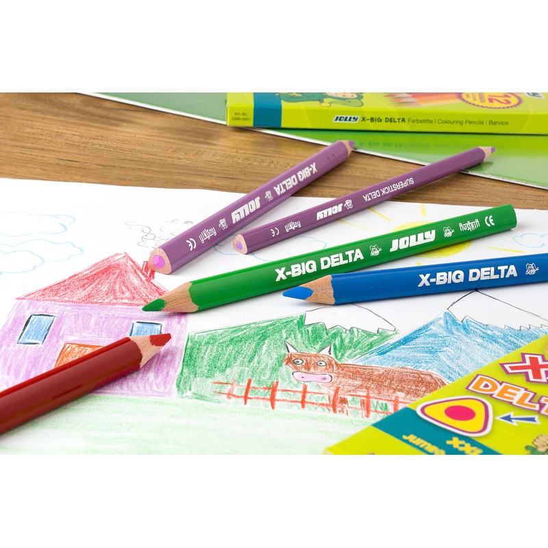 JOLLY X-BIG Delta Colouring pen, 12 Cardboard case, Bright Colours,