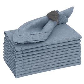 Ruvanti Premium Linen Napkins Set of 12-20x20 Inch, Classic Hemstitch, Mitered Corner Cloth Napkins ‎‎- Soft, Elegant Dinner Napkins Cloth Washable for Weddings, Parties, Everyday Use - Grey