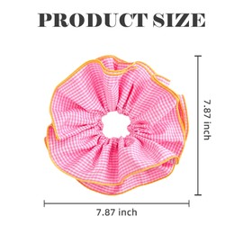 Yonchic 2-Piece Lattice Ruffles Large Scrunchies for Women Girls, Cute Big Hair Ties No Damage Hair Accessories, Elastic Hair Bands for Hair Bun Ponytail （Blue & Pink）