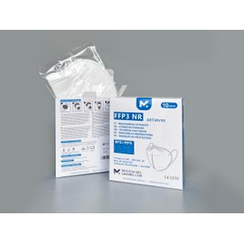 10 FFP3 Mund- und Nasenschutz Maske mit EC Zertifizierung, 5 lagige Maske ohne Ventil, Staub- und Partikelschutzmaske, medizinische Schutzmaske mit hoher BFE-Filtereffizienz ≥ 99, 10 Stück