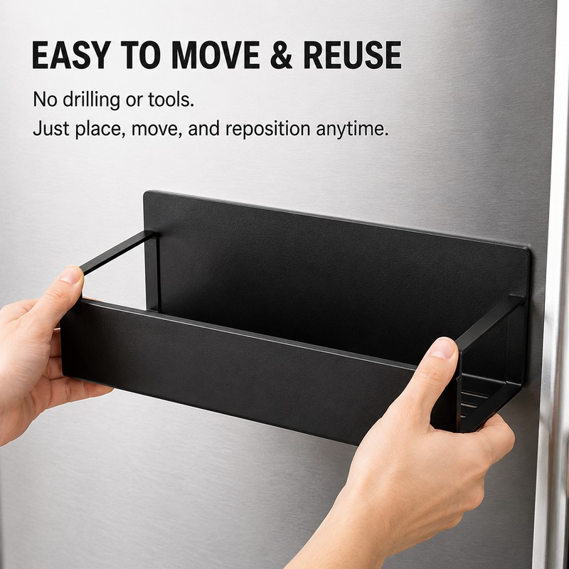 Magnetic Refrigerator Shelf, Fridge Side Spice Rack & Kitchen Organizer,