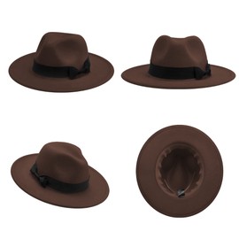 SAJUZEN Kids Fedora Hats Wide Brim Panama Hat Felt Bowler Cap for Boys Girls