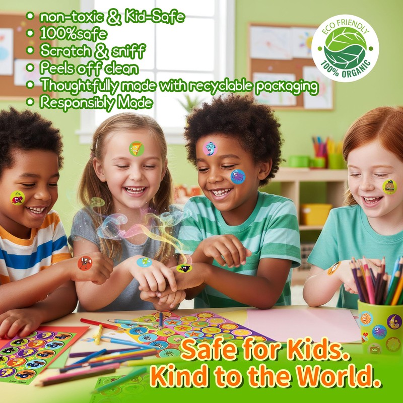 HORIECHALY 540 PCS Scented Stickers,Scratch and Sniff Reward Stickers