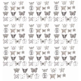 Zhiheng 140pcs Butterfly Bead Charms Silver Plated Assorted 14 Butterflies Species Alloy Pendants for Jewelry Filigree Earring Bracelet Dangle Necklace Choker Making