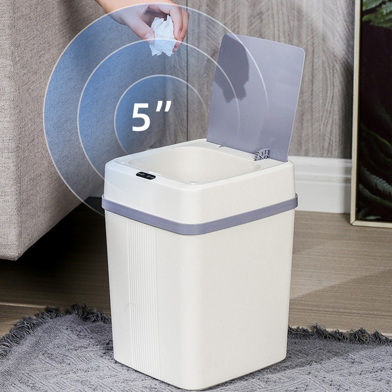 Trash Can 12L Smart Sensor Stable Dealing Cover Simple Style