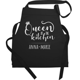 Geschenk mit Namen personalisiert by Shirtracer - Apron - Cooking Apron Women - Queen of the Kitchen with Name, 2 Black